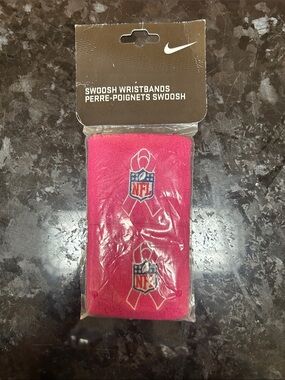 NFL Pink Ribbon Logo Terry Wrist Sweatband Wristband - Pink NFL Wristband